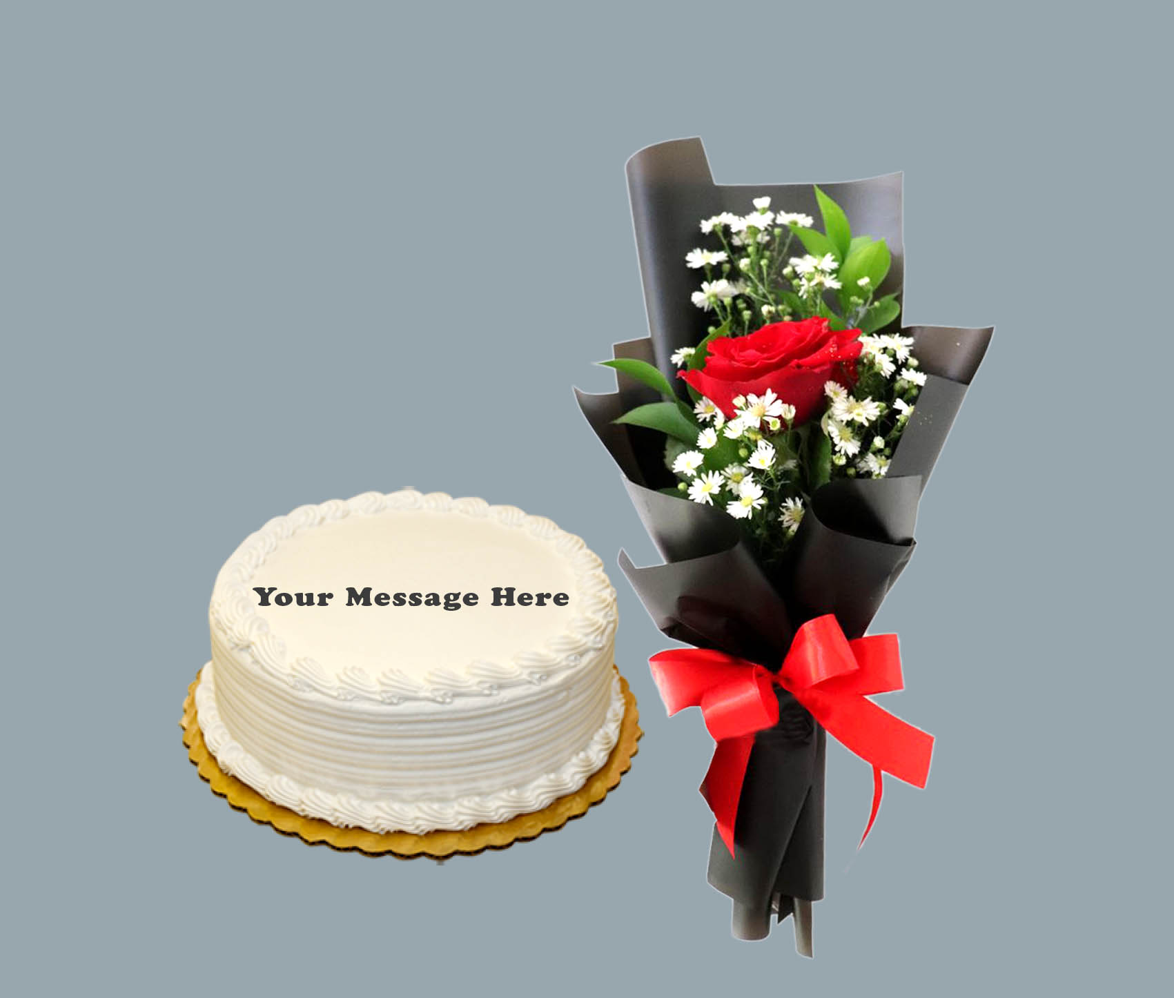 cake with Single Flower Vanila Cake With Single Rose - Image 1