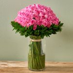 101 Pink Roses In Glass Vase